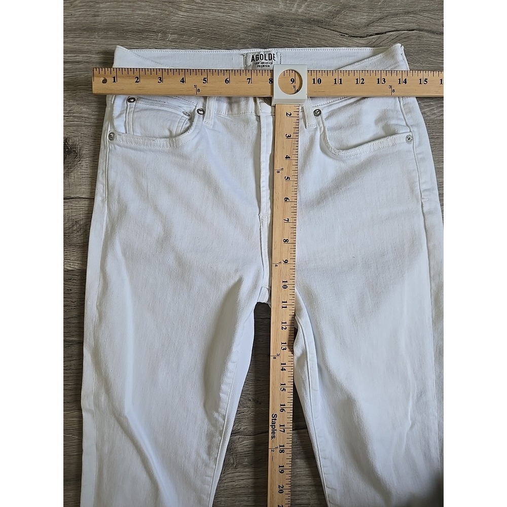 AGOLDE White High Rise Distressed Frayed Raw Hem Skinny Jeans Women's Size 29 - Picture 3 of 6